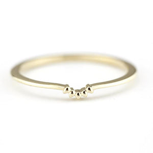 18K Curved Wedding Band, Curved Wedding Band 18K Gold, Crown Wedding Ring, Gold Curved Band, Wedding Ring Set R146 - NOOI JEWELRY
