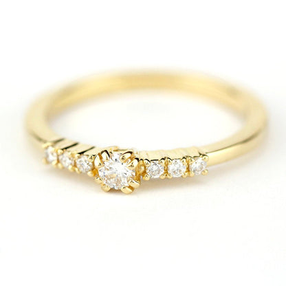 minimalist engagement ring simple unique | 7 stones engagement ring - NOOI JEWELRY