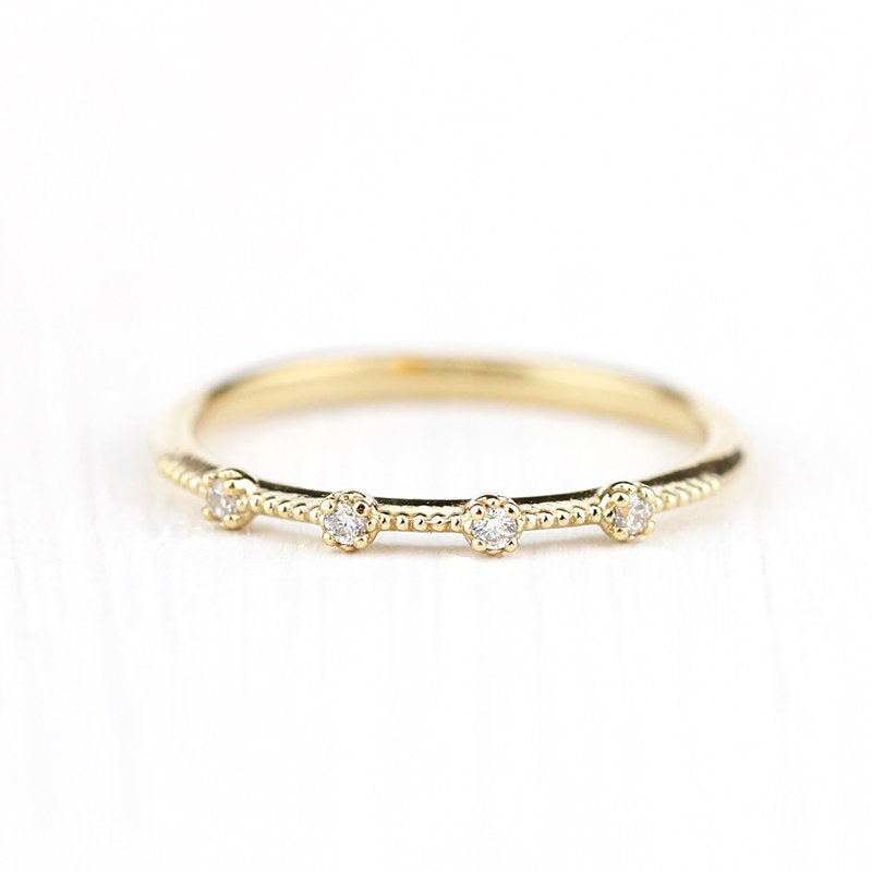 wedding bands women, diamond wedding band, wedding band yellow gold, gold band with diamond, stackable wedding rings, dainty wedding band - NOOI JEWELRY