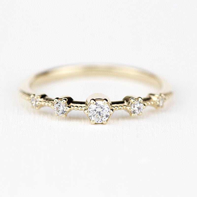 Elegant engagement ring unique | diamond engagement ring round simple - NOOI JEWELRY