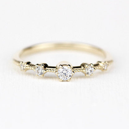 Elegant engagement ring unique | diamond engagement ring round simple - NOOI JEWELRY