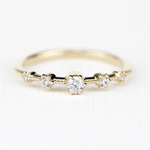 Elegant engagement ring unique | diamond engagement ring round simple - NOOI JEWELRY