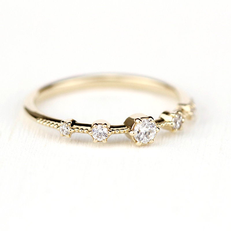 Elegant engagement ring unique | diamond engagement ring round simple - NOOI JEWELRY