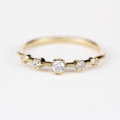 Elegant engagement ring unique | diamond engagement ring round simple - NOOI JEWELRY