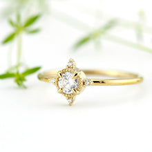 Load image into Gallery viewer, round diamond engagement ring thin band simple beautiful - NOOI JEWELRY