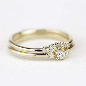 Bridal set rings, Engagement ring, bridal set jewellery, Bridal ring set, Bridal ring gold, diamond wedding band, bridal ring - NOOI JEWELRY