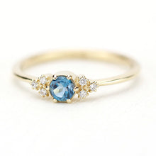 Load image into Gallery viewer, Simple engagement ring with side stones, London blue topaz engagement ring round - NOOI JEWELRY