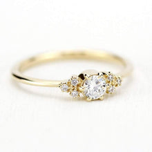 Load image into Gallery viewer, Cluster ring engagement vintage | round diamond engagement rings thin band simple - NOOI JEWELRY