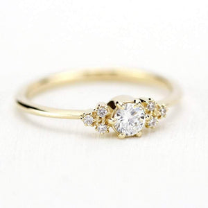 Cluster ring engagement vintage | round diamond engagement rings thin band simple - NOOI JEWELRY