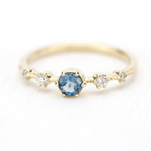 Load image into Gallery viewer, London blue topaz engagement ring unique, blue topaz and diamonds ring - NOOI JEWELRY