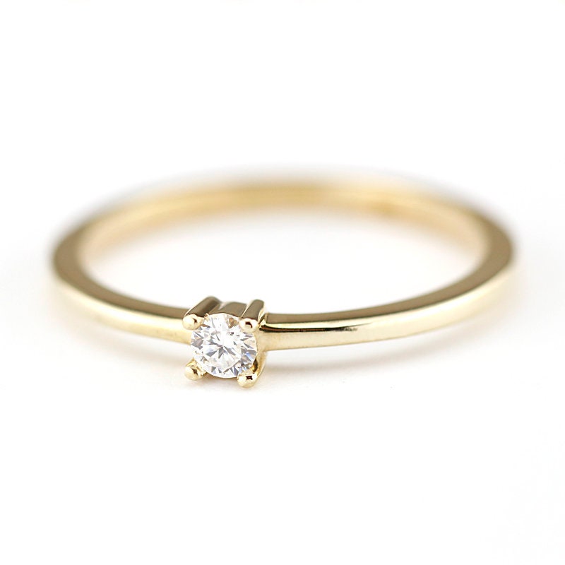 Diamond Ring, Diamond Solitaire Ring, Solitaire Diamond Ring, Promise Ring, Promise Ring, Simple Diamond Ring, Thin gold Band Ring |R 157WD