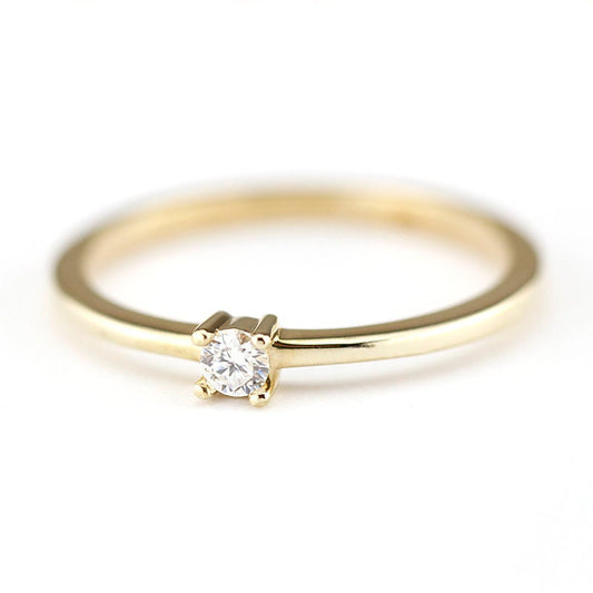 Diamond Ring, Diamond Solitaire Ring, Solitaire Diamond Ring, Promise Ring, Promise Ring, Simple Diamond Ring, Thin gold Band Ring |R 157WD