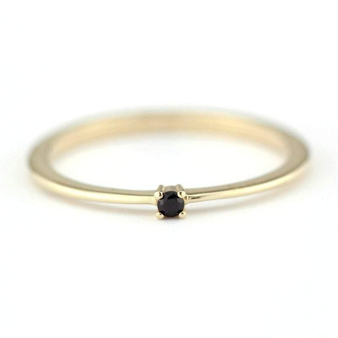 Black Diamond ring, Engagement Ring, Diamond Ring, Gold Ring, Promise Ring, Black Diamond Band, Unique Engagement Ring, Solitaire Ring - NOOI JEWELRY