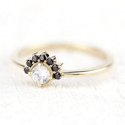 Cluster Engagement Ring Yellow Gold,Cluster Diamond Ring, Black Diamond Cluster Ring. Engagement Cluster Ring, Ring Cluster, Engagement Ring - NOOI JEWELRY