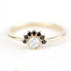 Cluster Engagement Ring Yellow Gold,Cluster Diamond Ring, Black Diamond Cluster Ring. Engagement Cluster Ring, Ring Cluster, Engagement Ring - NOOI JEWELRY
