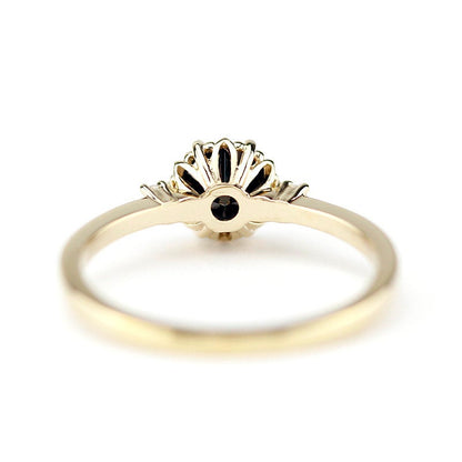 engagement ring black diamond, Black diamond ring, engagement ring , minimalist ring, delicate ring, cluster engagement, simple ring - NOOI JEWELRY