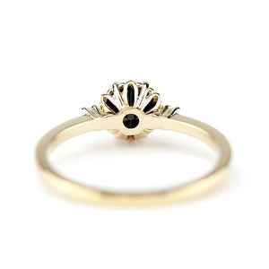 engagement ring black diamond, Black diamond ring, engagement ring , minimalist ring, delicate ring, cluster engagement, simple ring - NOOI JEWELRY