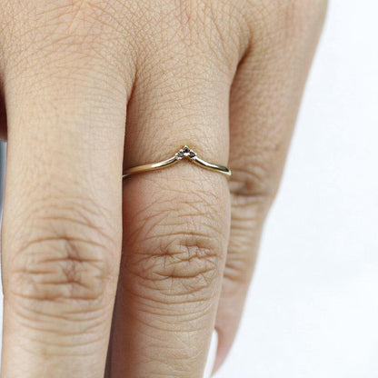 chevron band, delicate ring, wedding band, wedding ring, black diamond ring, chevron band, stacking band, engagement ring, wedding | R 215BD - NOOI JEWELRY