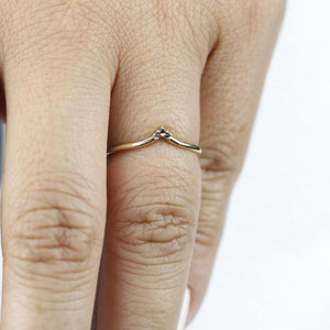 chevron band, delicate ring, wedding band, wedding ring, black diamond ring, chevron band, stacking band, engagement ring, wedding | R 215BD - NOOI JEWELRY