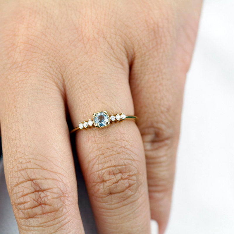 sky blue topaz and diamond engagement ring R 220SKY - NOOI JEWELRY