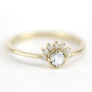 aquamarine and diamond cluster ring - NOOI JEWELRY