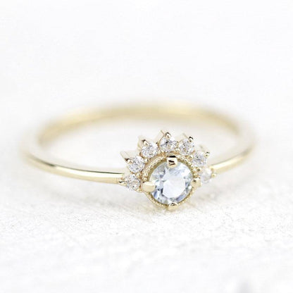 aquamarine and diamond cluster ring - NOOI JEWELRY