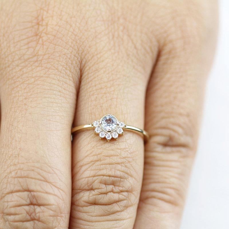aquamarine and diamond cluster ring - NOOI JEWELRY