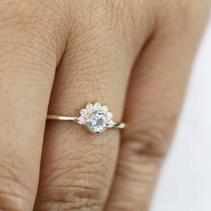 aquamarine and diamond cluster ring - NOOI JEWELRY