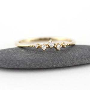 Mini cluster engagement ring, petite wedding rings simple, 18k diamond engagement ring - NOOI JEWELRY