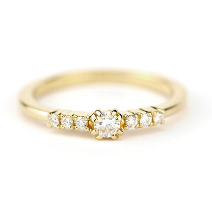 minimalist engagement ring simple unique | 7 stones engagement ring - NOOI JEWELRY