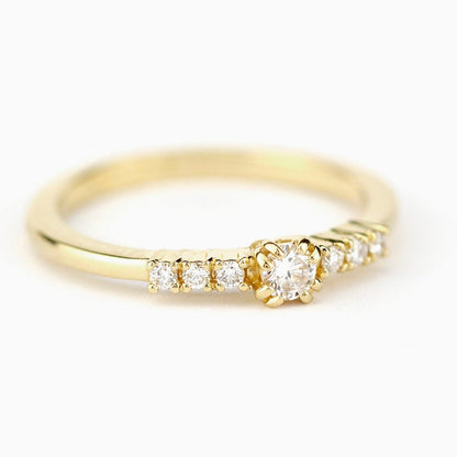 minimalist engagement ring simple unique | 7 stones engagement ring - NOOI JEWELRY