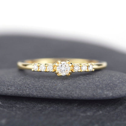 minimalist engagement ring simple unique | 7 stones engagement ring - NOOI JEWELRY