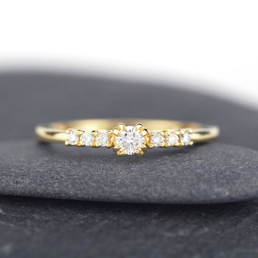 minimalist engagement ring simple unique | 7 stones engagement ring - NOOI JEWELRY