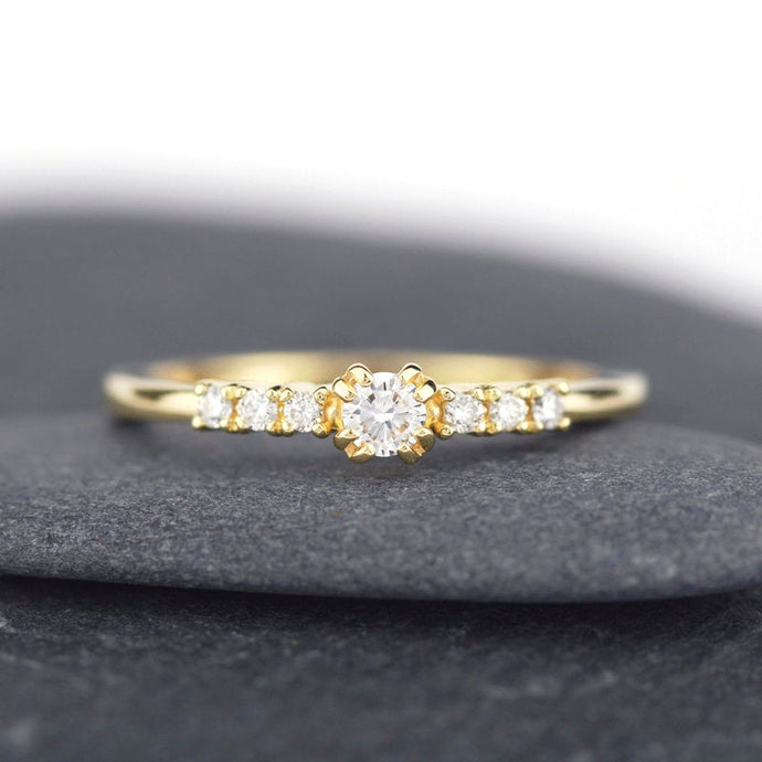 minimalist engagement ring simple unique | 7 stones engagement ring - NOOI JEWELRY