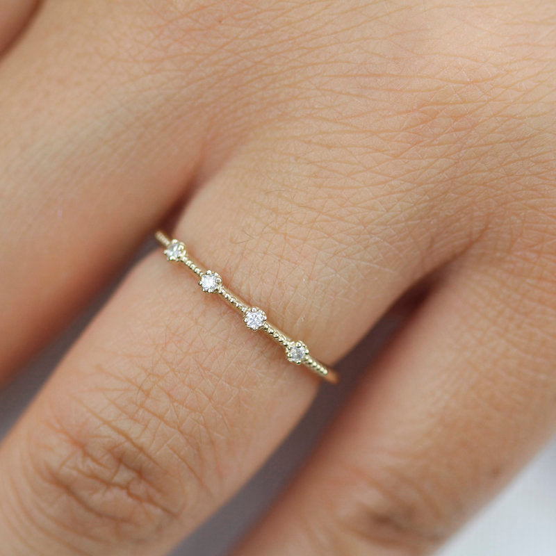 wedding bands women, diamond wedding band, wedding band yellow gold, gold band with diamond, stackable wedding rings, dainty wedding band - NOOI JEWELRY
