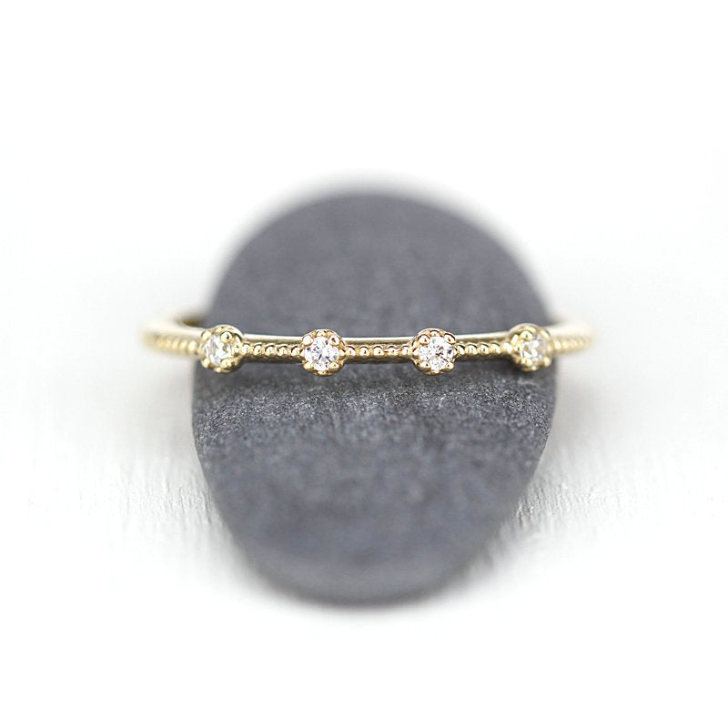 wedding bands women, diamond wedding band, wedding band yellow gold, gold band with diamond, stackable wedding rings, dainty wedding band - NOOI JEWELRY