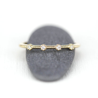 wedding bands women, diamond wedding band, wedding band yellow gold, gold band with diamond, stackable wedding rings, dainty wedding band - NOOI JEWELRY