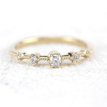 Elegant engagement ring unique | diamond engagement ring round simple - NOOI JEWELRY