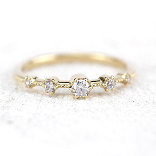 Elegant engagement ring unique | diamond engagement ring round simple - NOOI JEWELRY
