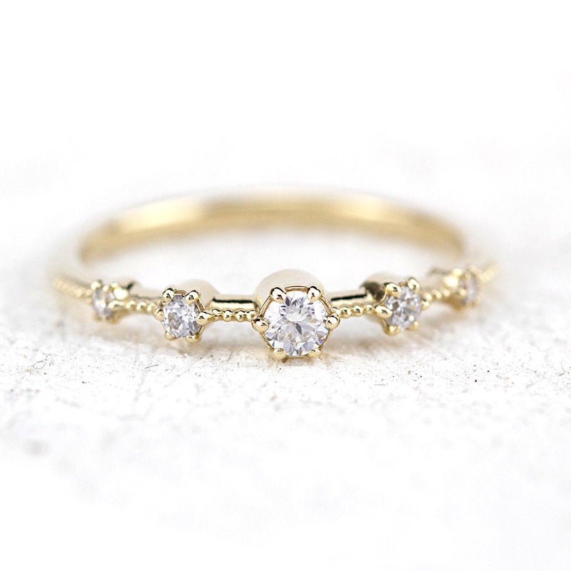 Elegant engagement ring unique | diamond engagement ring round simple - NOOI JEWELRY