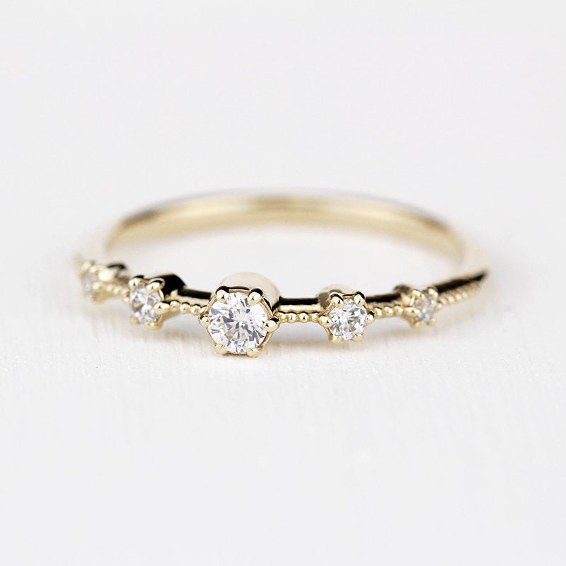 Elegant engagement ring unique | diamond engagement ring round simple - NOOI JEWELRY