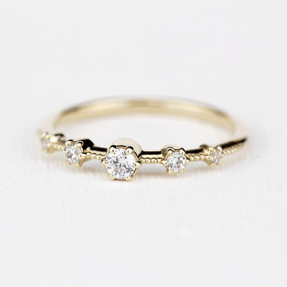 Elegant engagement ring unique | diamond engagement ring round simple - NOOI JEWELRY
