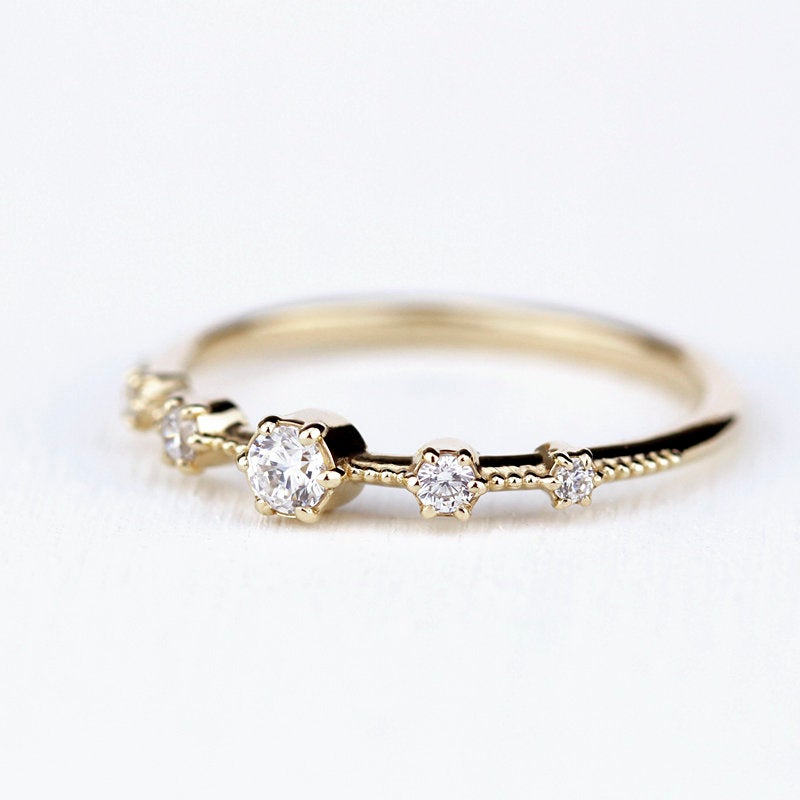 Elegant engagement ring unique | diamond engagement ring round simple - NOOI JEWELRY