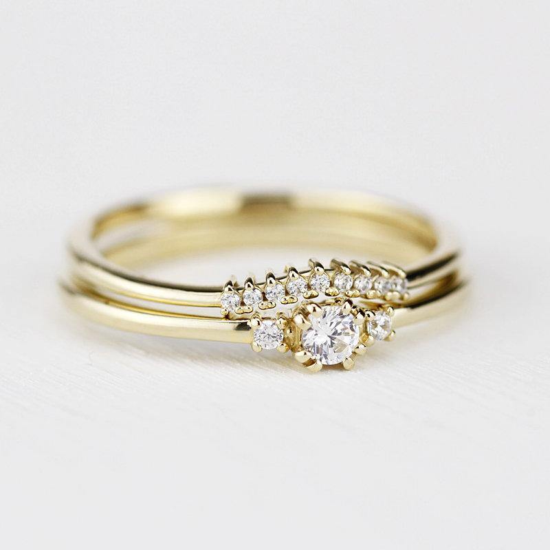 Bridal set rings, Engagement ring, bridal set jewellery, Bridal ring set, Bridal ring gold, diamond wedding band, bridal ring - NOOI JEWELRY
