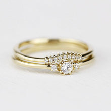 Load image into Gallery viewer, Bridal set rings, Engagement ring, bridal set jewellery, Bridal ring set, Bridal ring gold, diamond wedding band, bridal ring - NOOI JEWELRY