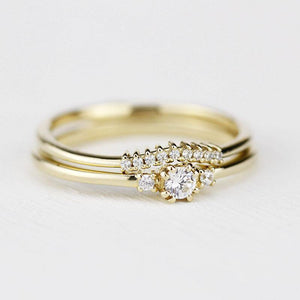Bridal set rings, Engagement ring, bridal set jewellery, Bridal ring set, Bridal ring gold, diamond wedding band, bridal ring - NOOI JEWELRY