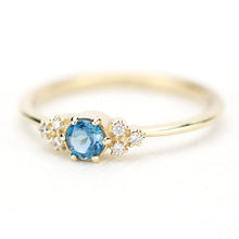Load image into Gallery viewer, Simple engagement ring with side stones, London blue topaz engagement ring round - NOOI JEWELRY