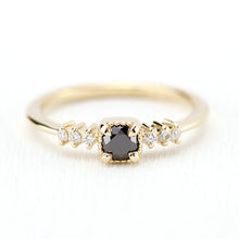 Load image into Gallery viewer, Engagement Ring, Dainty Engagement Ring, black diamond ring, Delicate Ring, classic ring, anniversary ring, minimalist ring, simple - NOOI JEWELRY