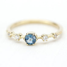 Load image into Gallery viewer, London blue topaz engagement ring unique, blue topaz and diamonds ring - NOOI JEWELRY