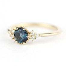 Load image into Gallery viewer, Delicate cluster engagement ring London Blue Topaz and diamonds - NOOI JEWELRY